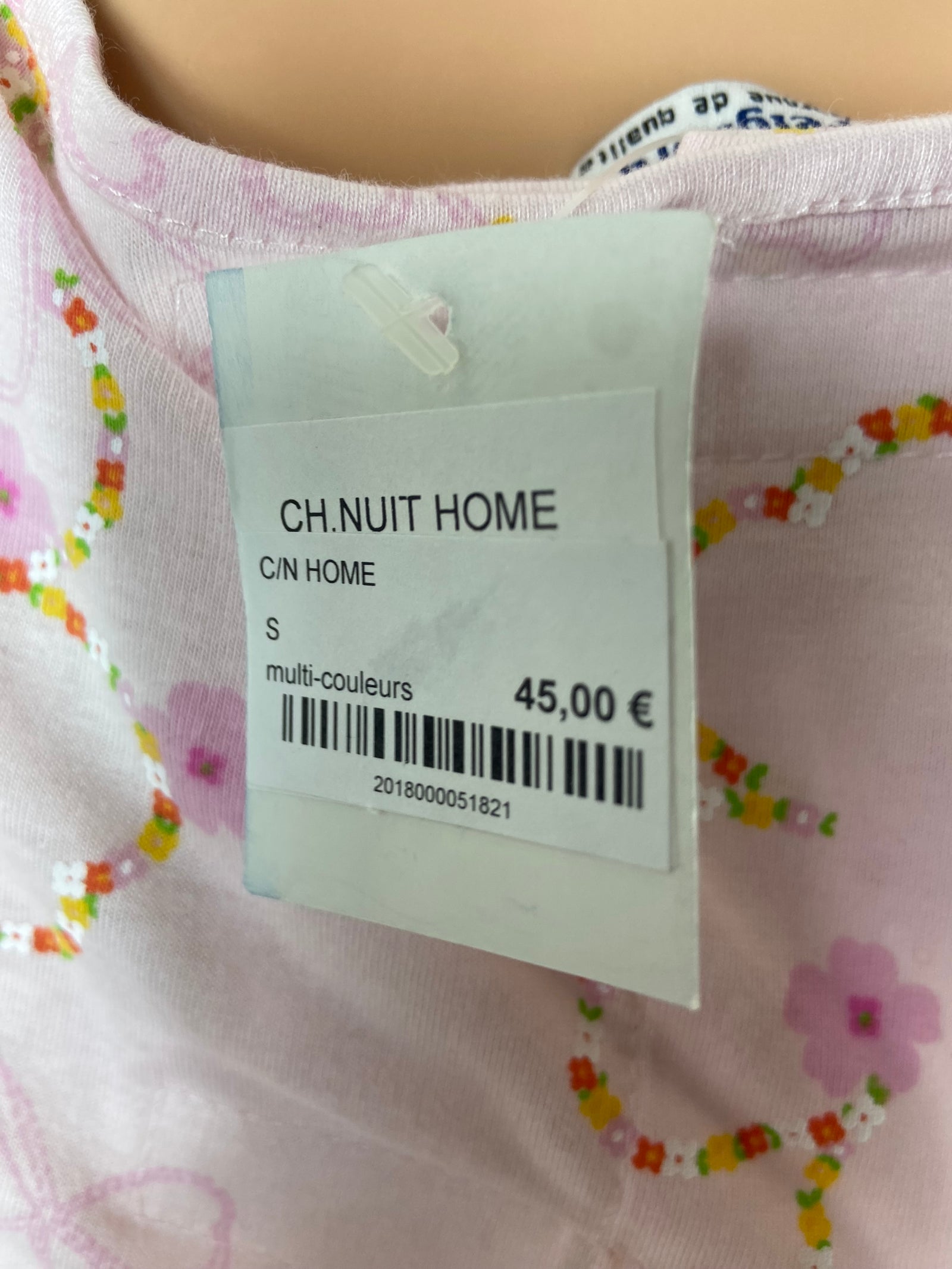 Chemise de nuit ouverture dos tissu coton fleuri Peignora