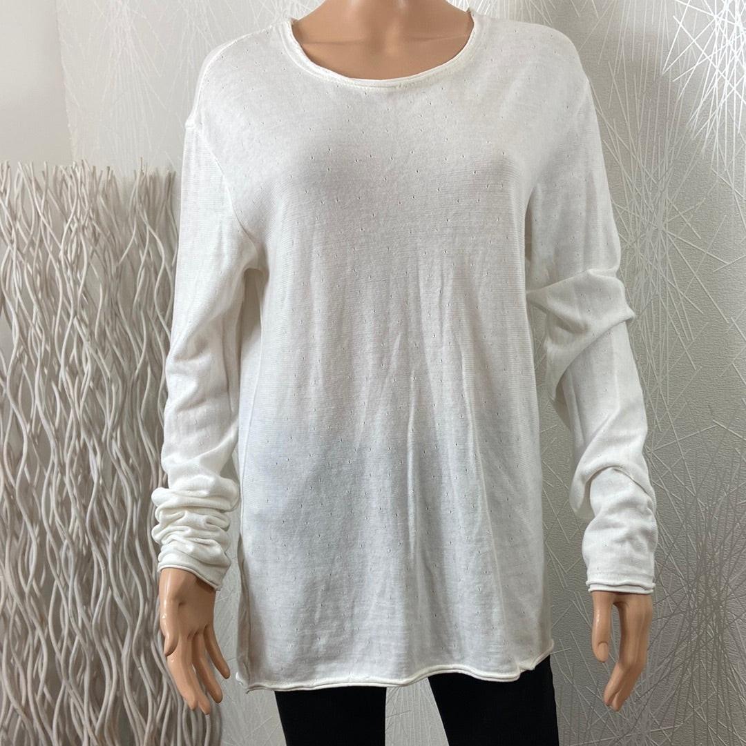 Pull femme coton long blanc Uniplay