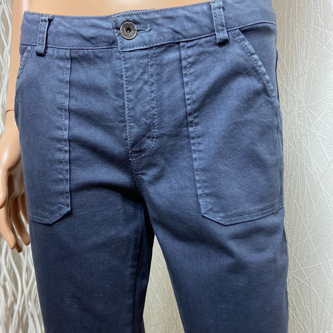 Pantalon bleu délavé taille mi-haute coupe droite Pako Litto