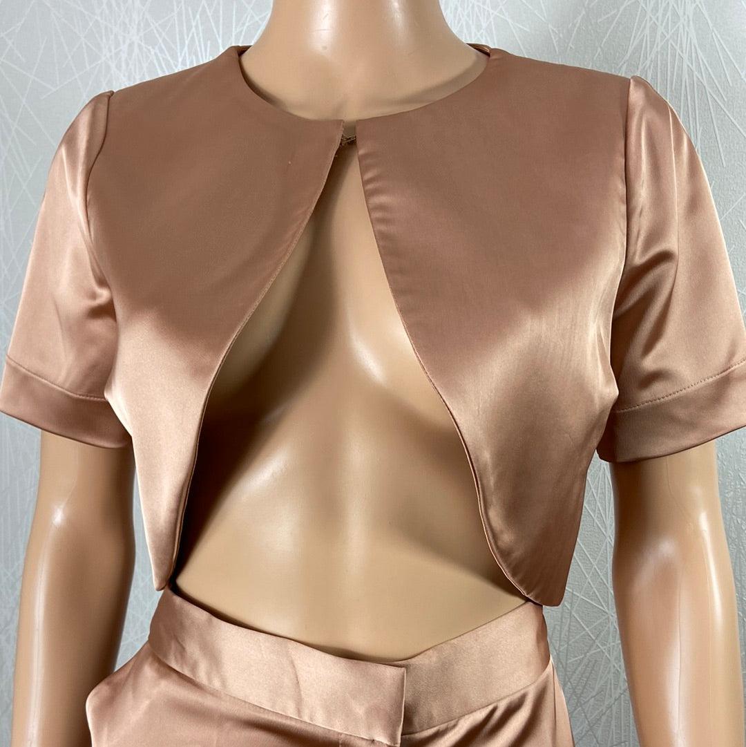 Boléro tissu satin rose saumon Kaos - Offre-Unique