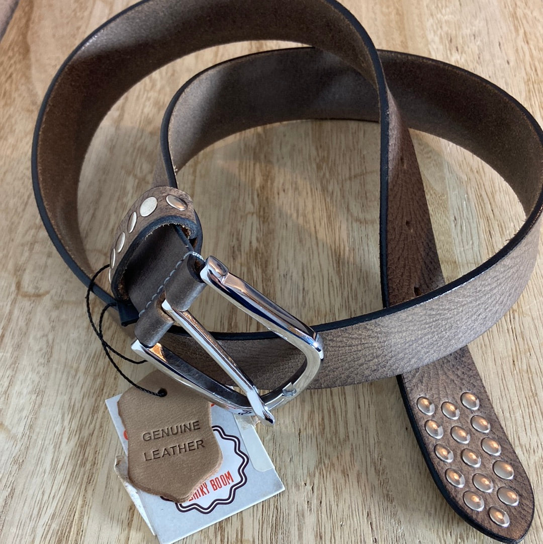 Ceinture cuir marron cloutée Chiky Boom