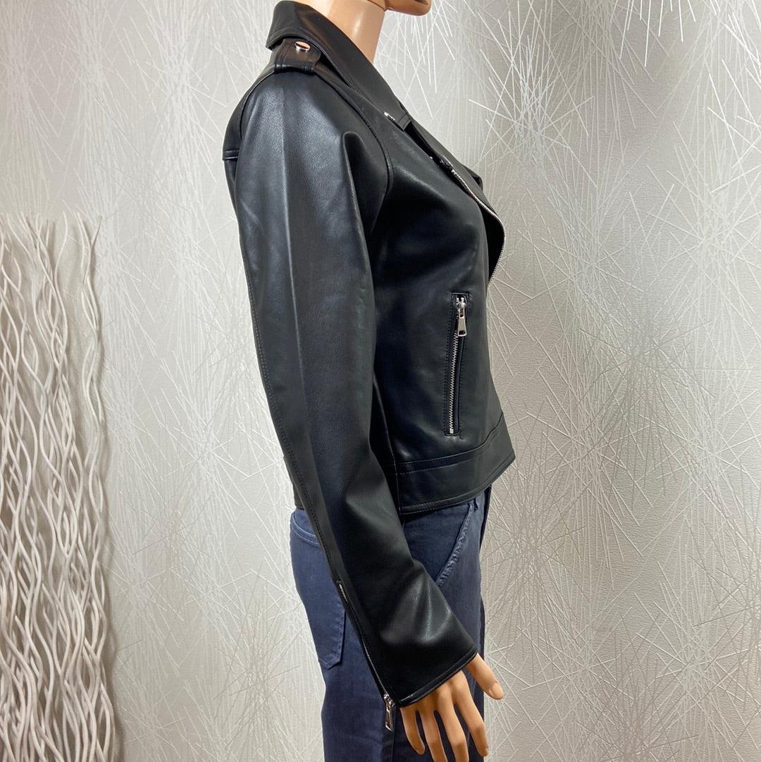 Veste en cuir synthétique style perfecto motard modèle Byacomy Biker Jacket B.Young - Offre-Unique