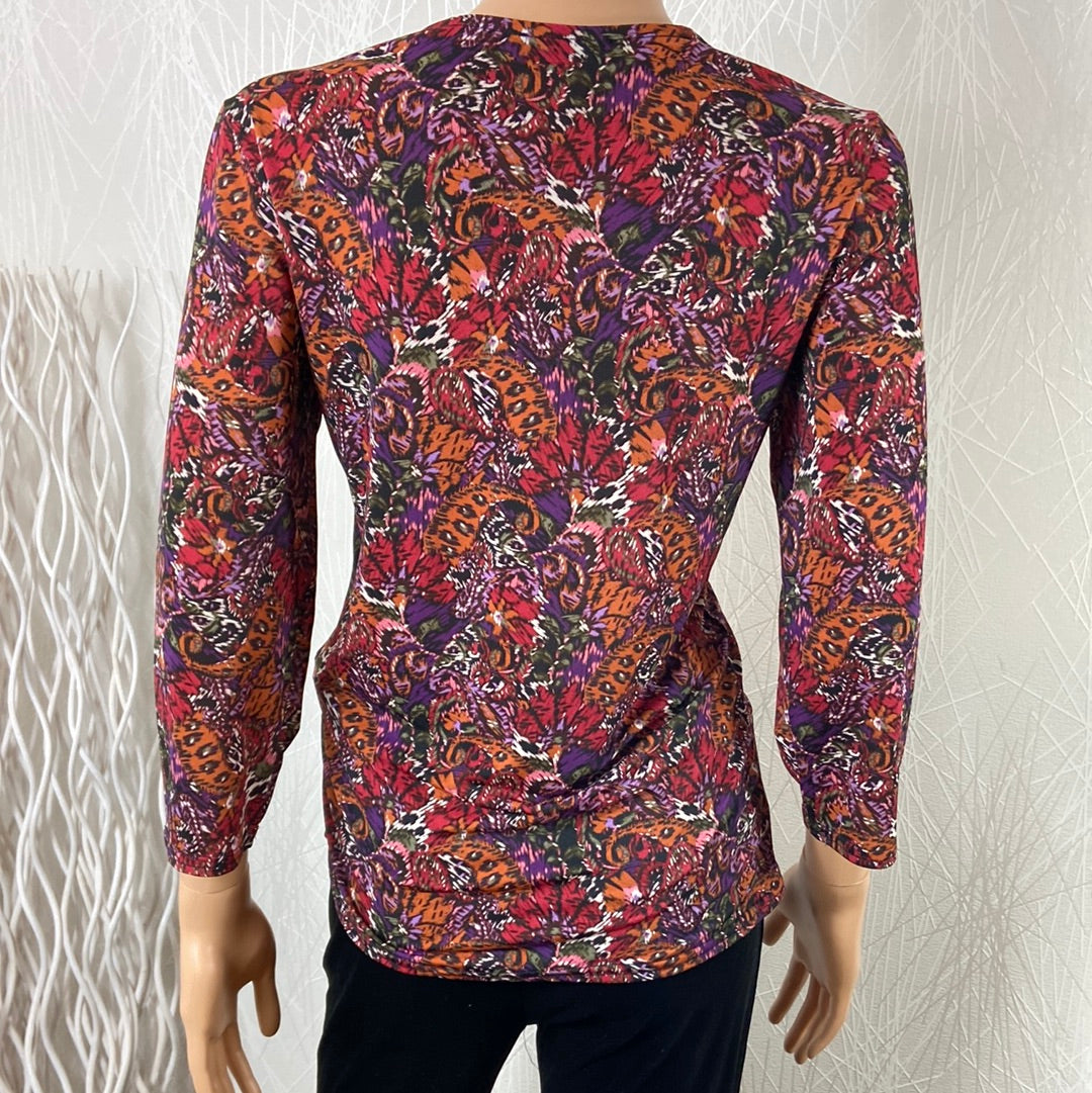 Blouse échancrée multicolore près du corps boucle manches 3/4 Le Singe de Julie