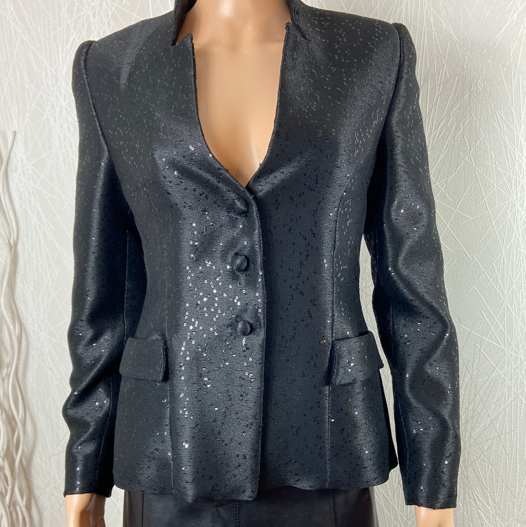 Blazer femme noir doublé à sequins de créateur Tabala Paris