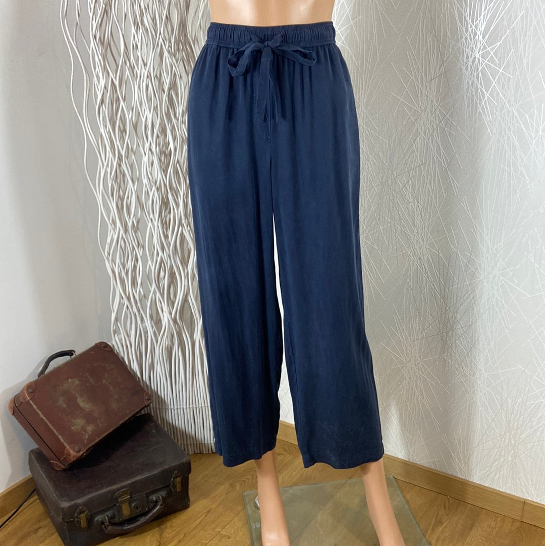 Pantalon fluide ample femme taille élastique bleu marine Ihfiluni Paal Ichi - Offre-Unique