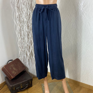 Pantalon fluide ample femme taille élastique bleu marine Ihfiluni Paal Ichi