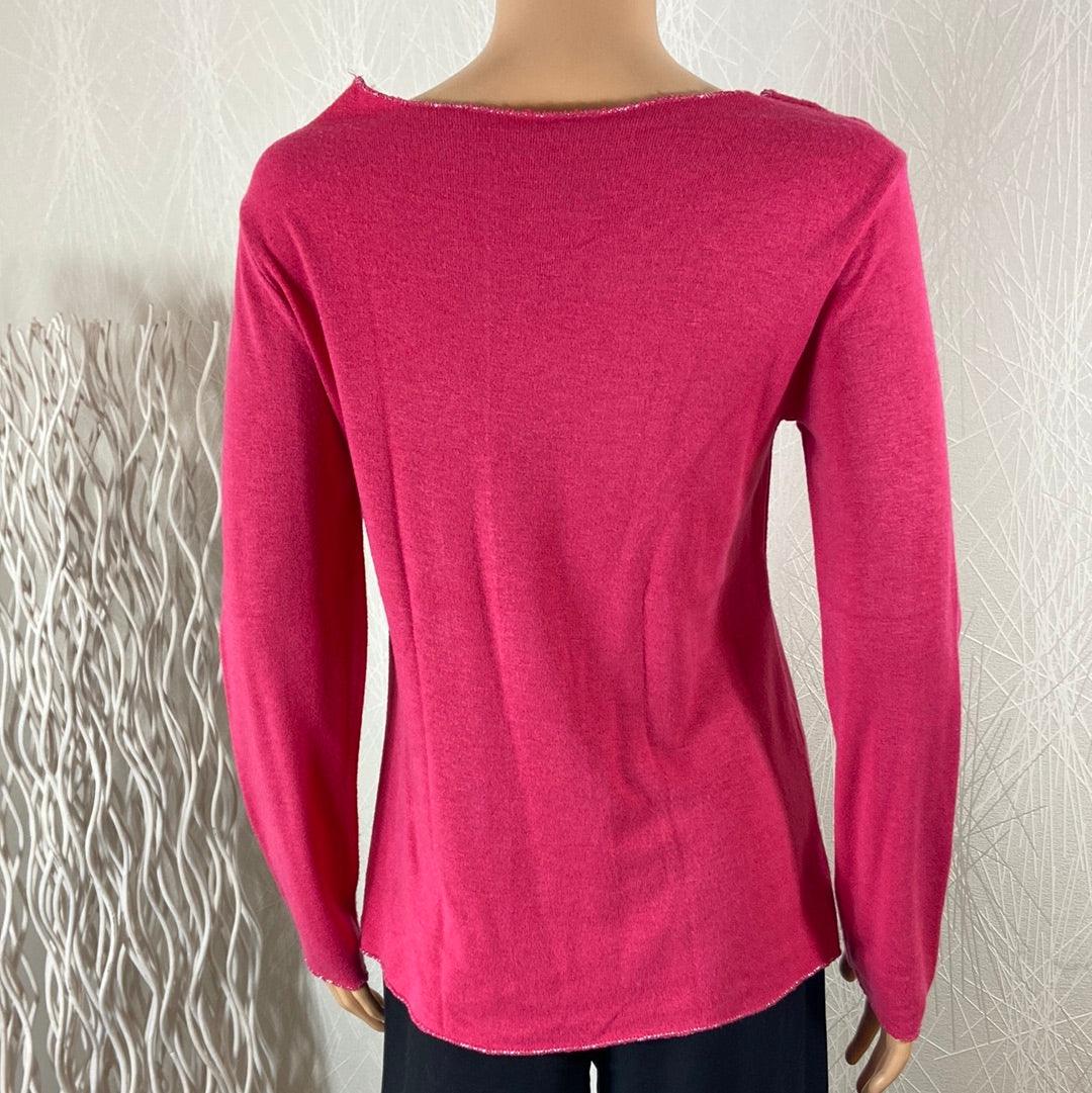 Pullover rose mailles fines coupe droite Monte Rosso - Offre-Unique