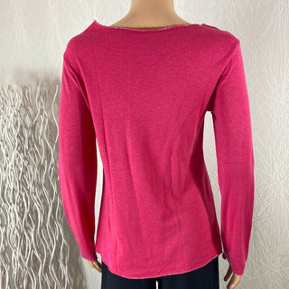 Pullover rose mailles fines coupe droite Monte Rosso