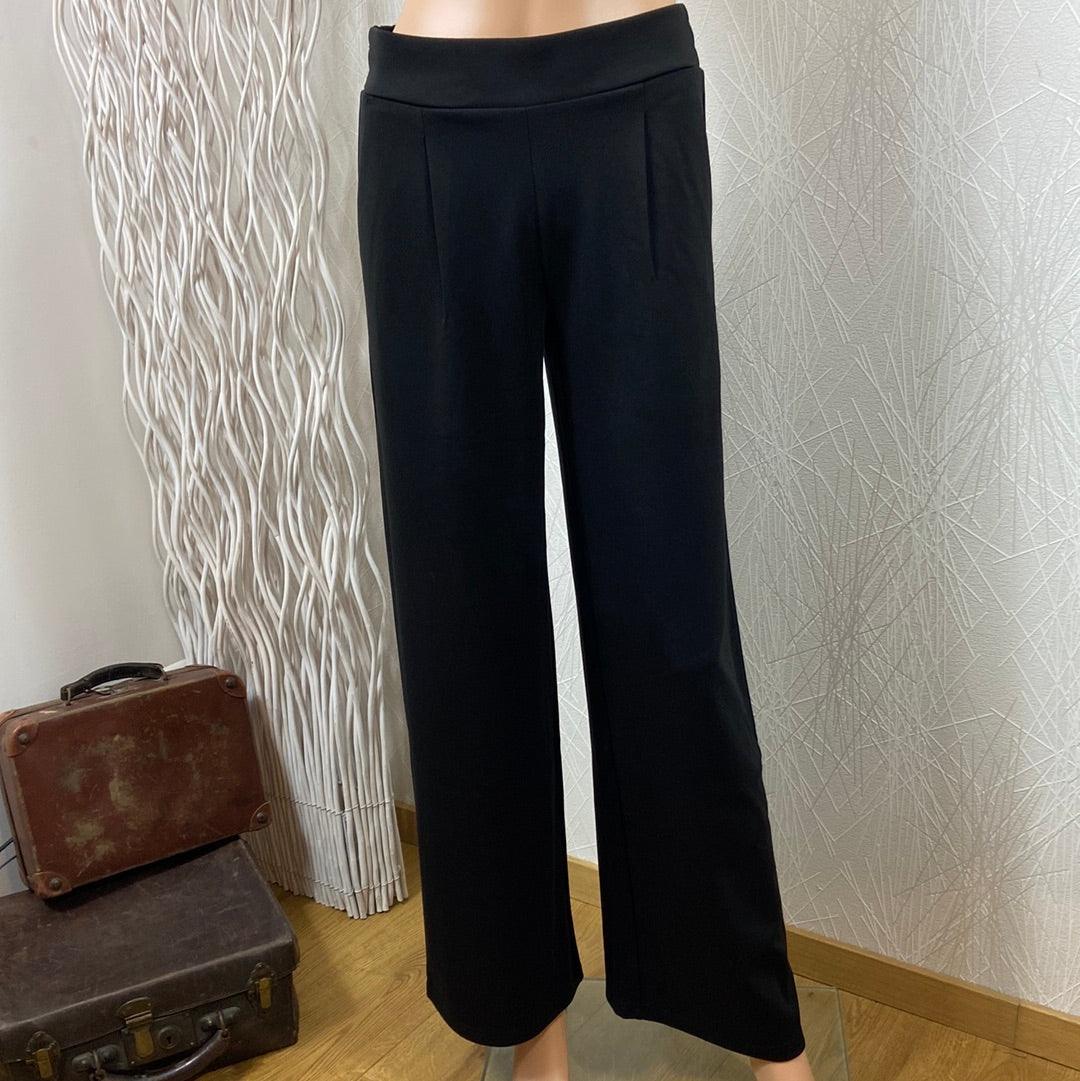 Pantalon noir femme coupe ample élastique jambes larges Ihkate Sus Long Wide Ichi - Offre-Unique