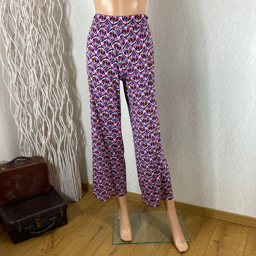 Pantalon femme tons rose taille mi-haute élastique jambes larges Le Singe De Julie