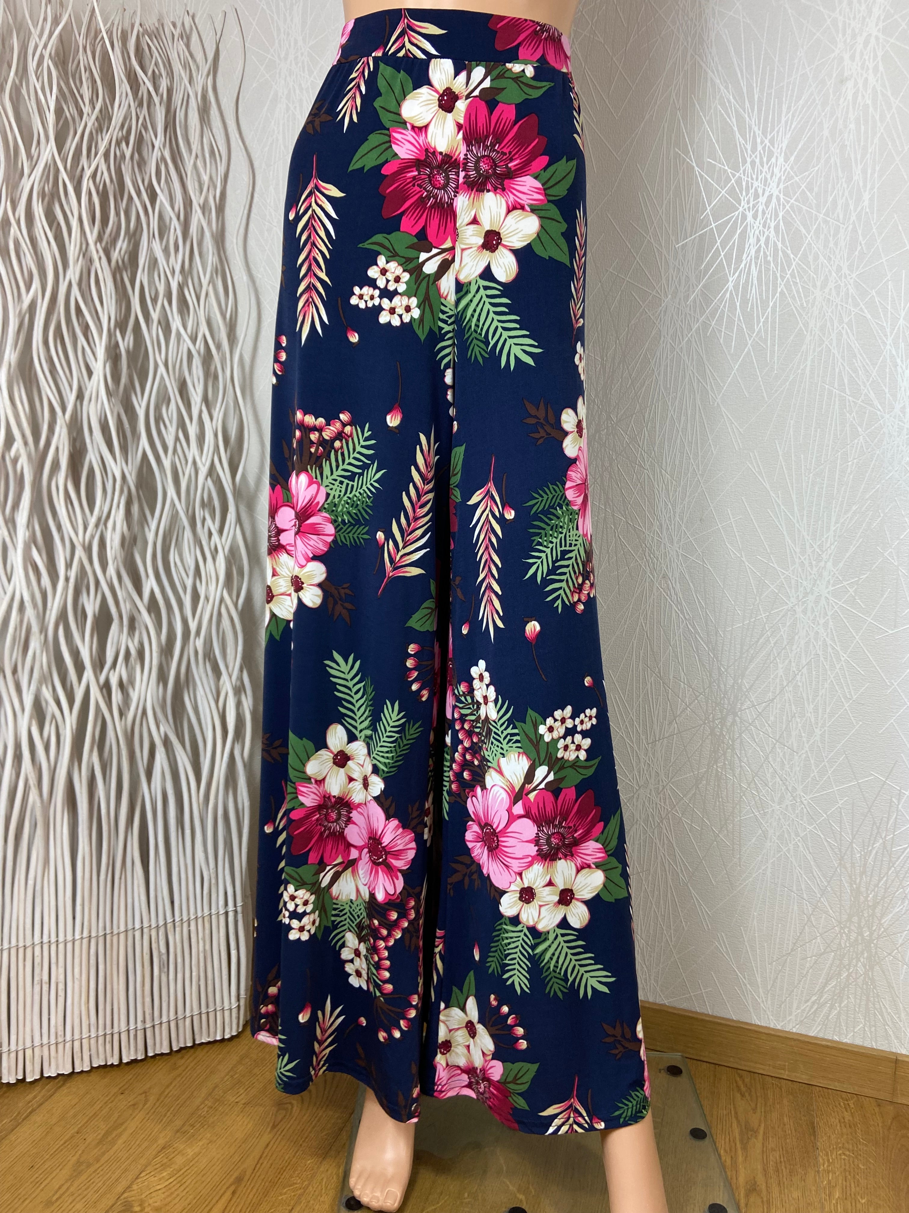 Pantalon léger fluide fleuri pattes d’éléphant Jorge - Taille Unique