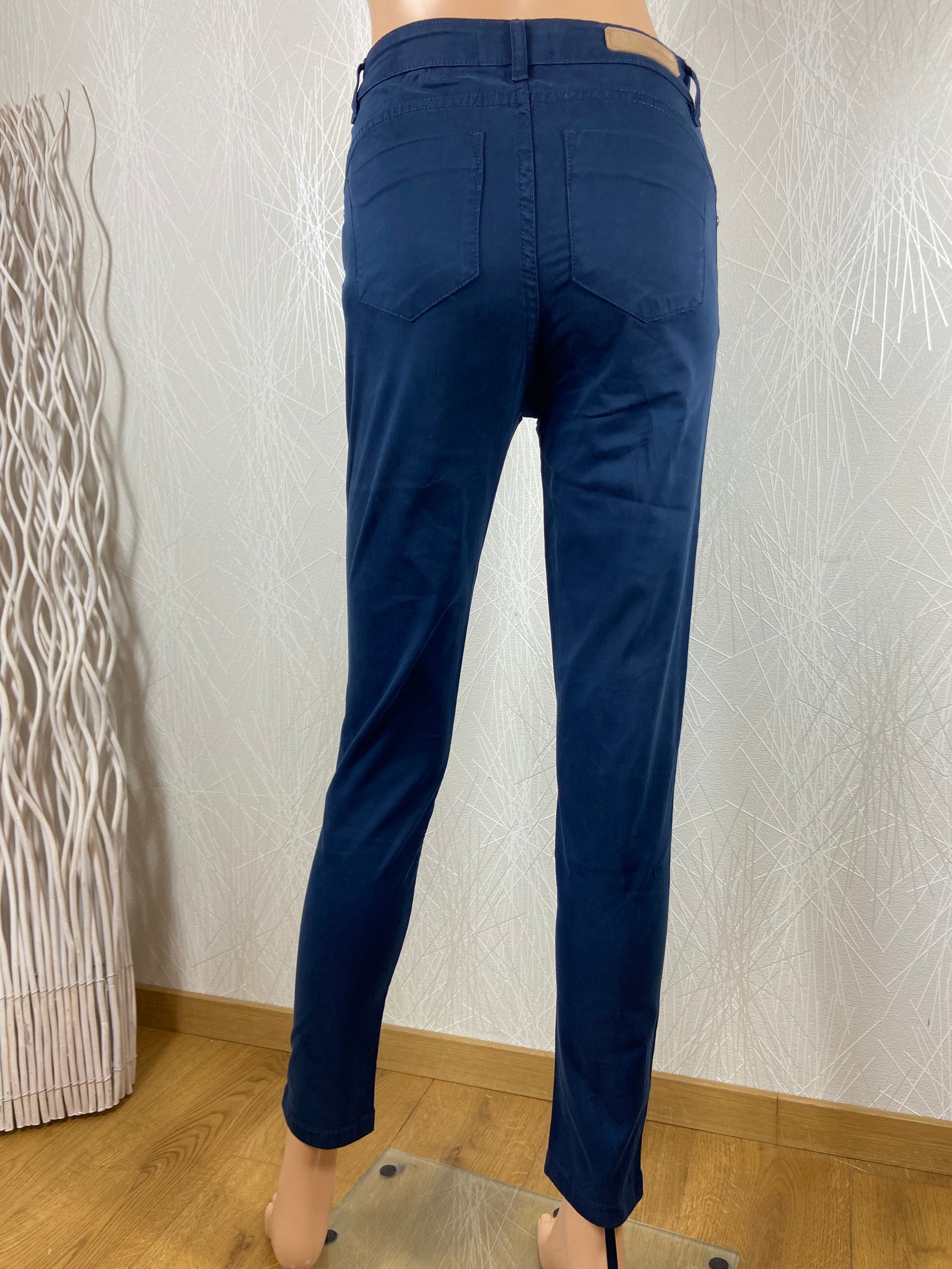 Pantalon slim coton bleu marine slim confortable Deeluxe