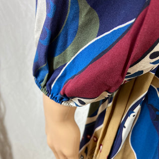 Robe courte cintrée bleu multicolore manches longues Studio Birkin