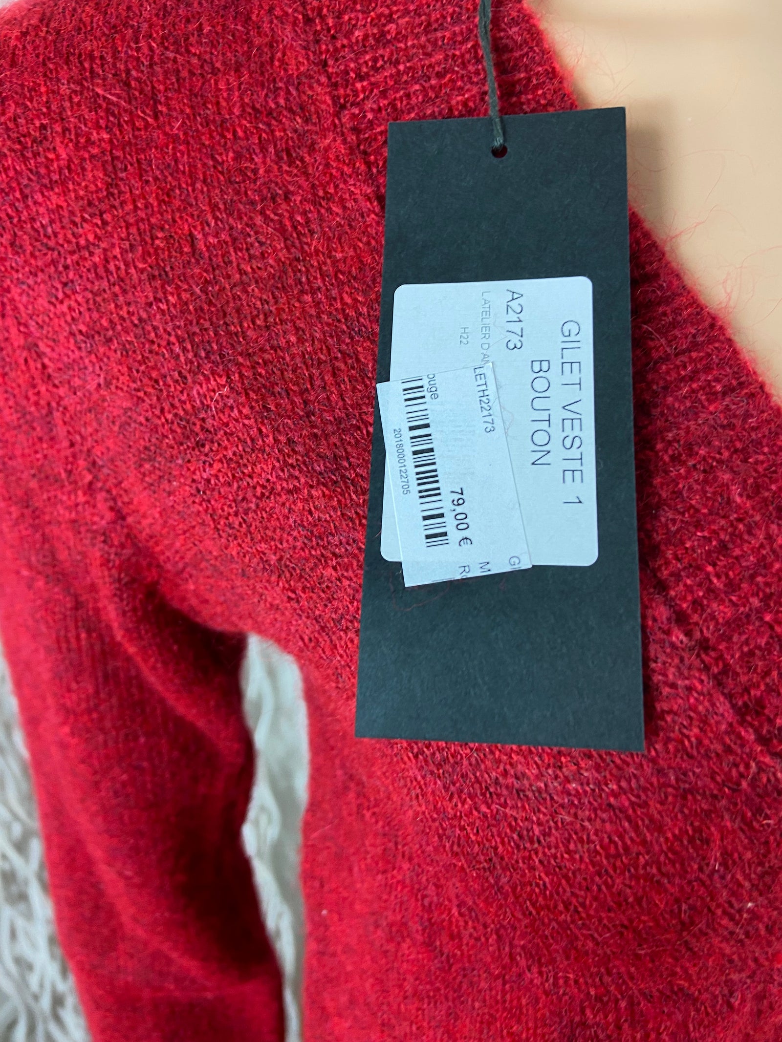 Gilet rouge fluide laine mohair L’Atelier d’Anna