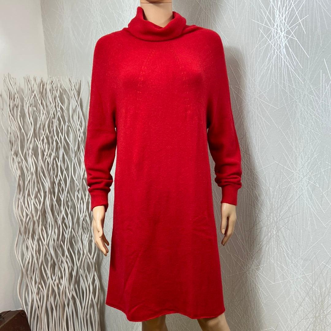 Robe pull rouge en tricot col roulé coupe droite Veneziano Carta Libera - Offre-Unique