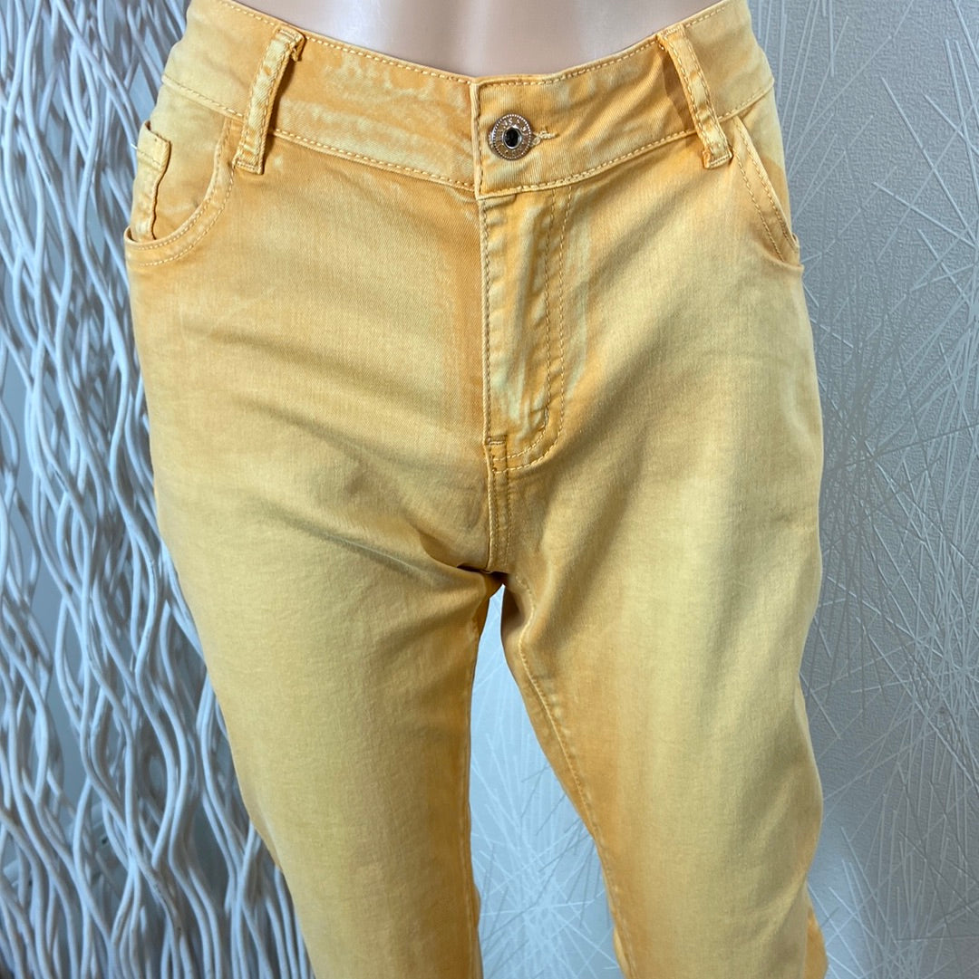 Jeans coton jaune femme strass brillants perles broderie Zac & Zoé