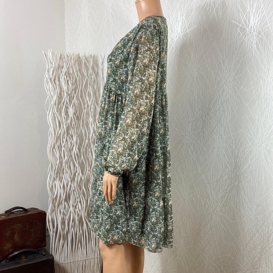 Robe verte doublée fluide manches longues Made In Italy - Offre-Unique