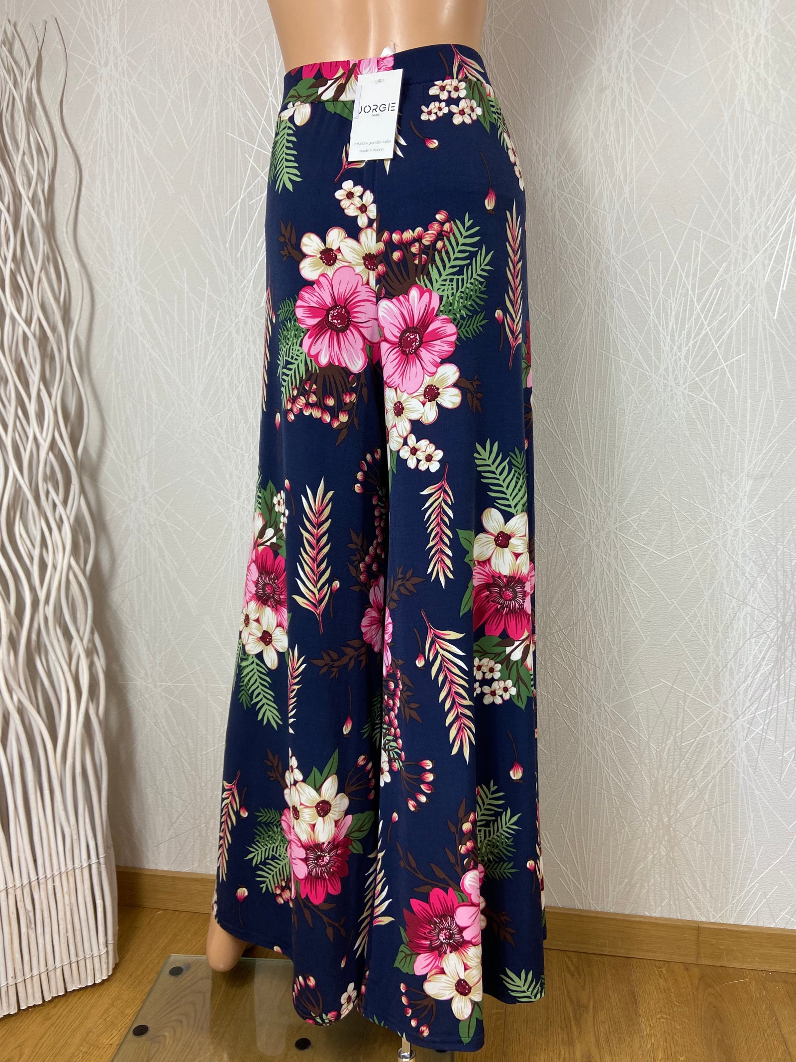 Pantalon léger fluide fleuri pattes d’éléphant Jorge - Taille Unique