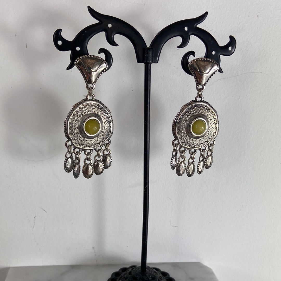 Boucles d’oreilles pendantes plaquées argent pierre semi-précieuse jaune Shabada