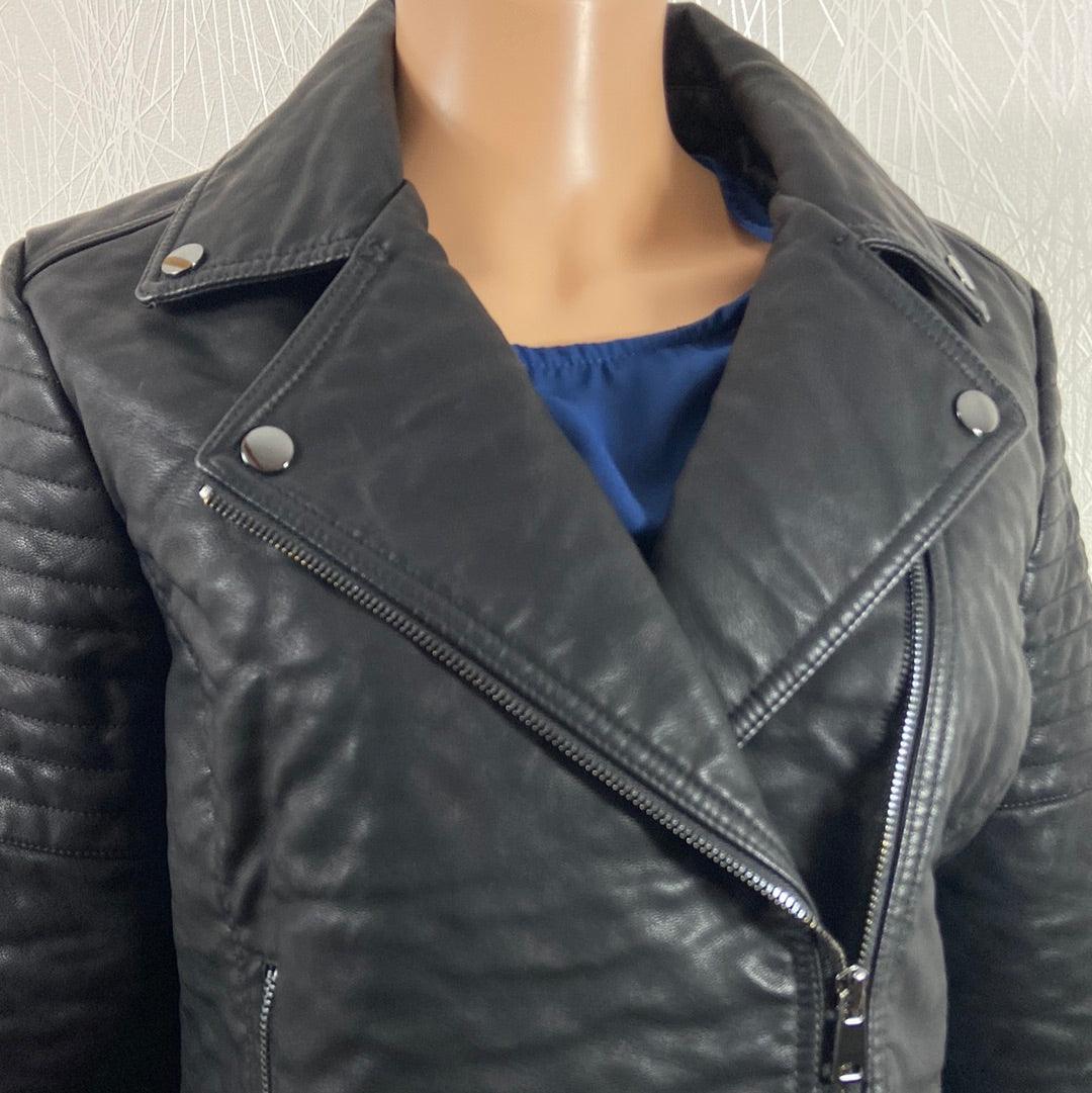 Veste femme cuir synthétique noir Bybasio Biker Jacket B.Young - Offre-Unique