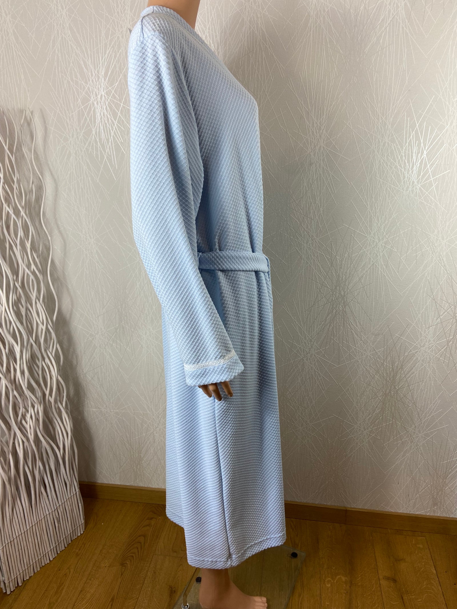 Robe de chambre bleue entièrement boutonnée Peignora