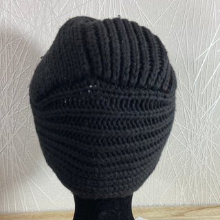 Bonnet chaud pour femme en tricot de laine noire Zilch