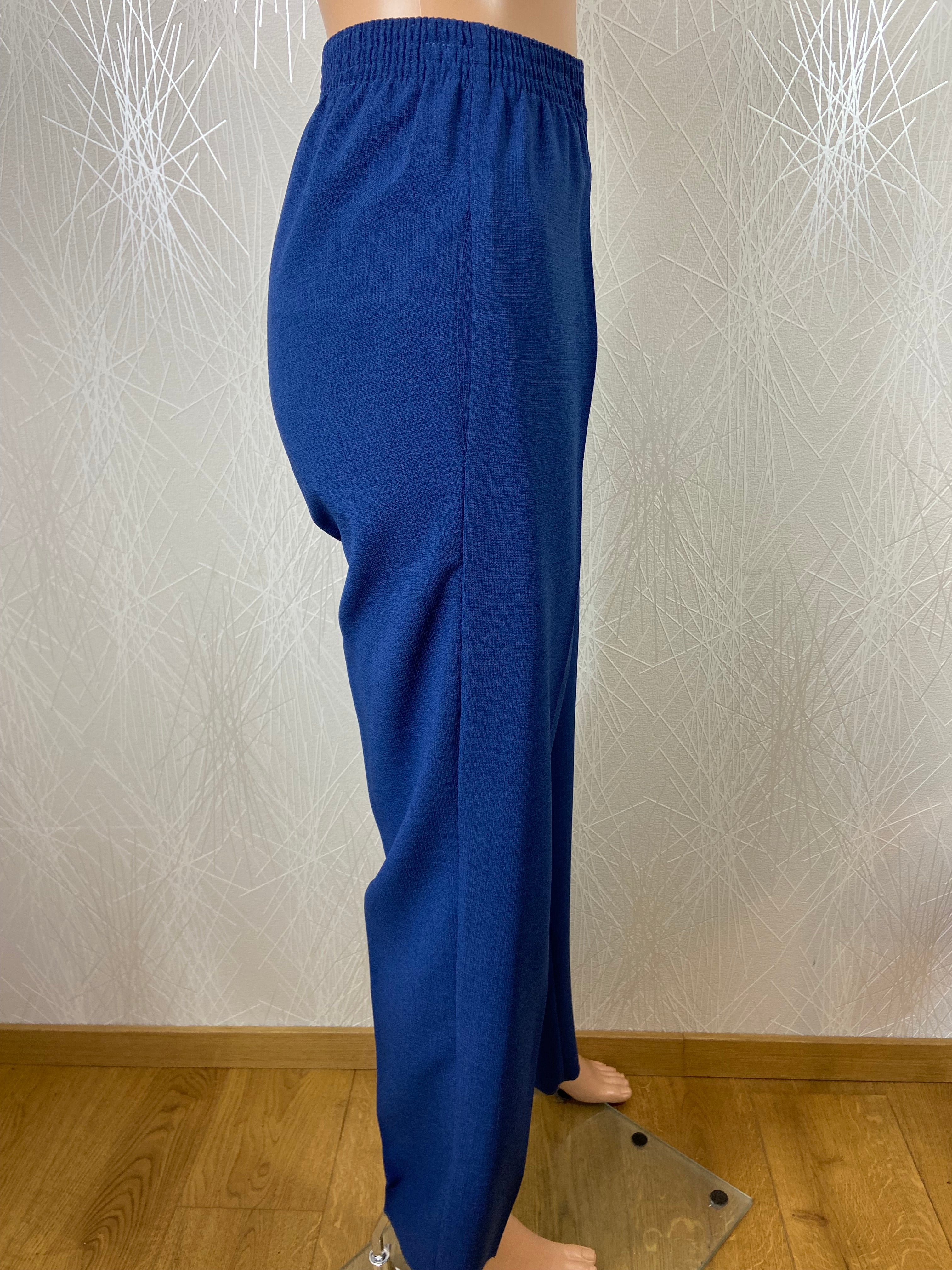 Pantalon droit bleu chiné taille haute élastique Gévana