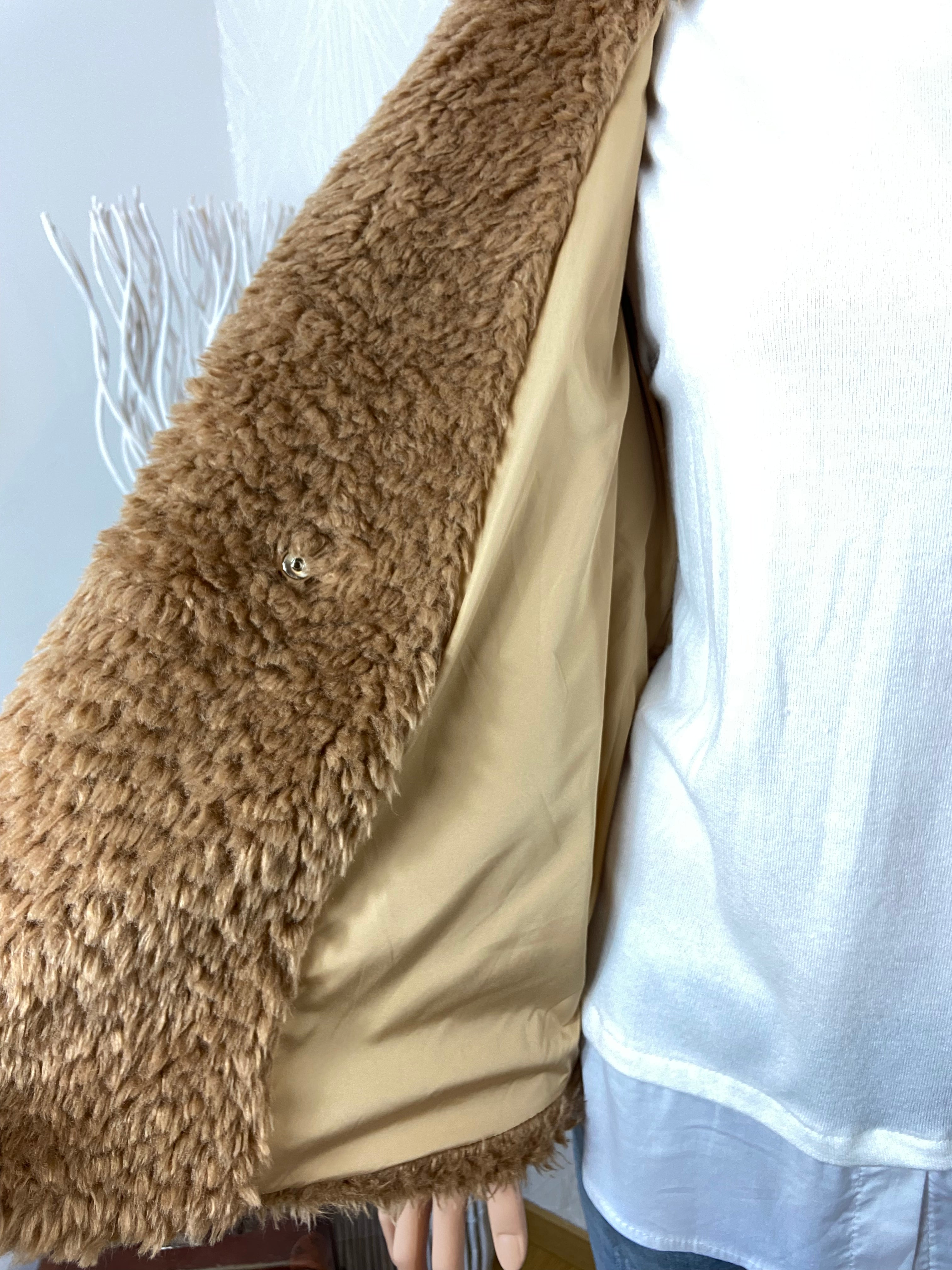 Veste chaude brun camel doublée fourrure synthétique Cloal - Offre-Unique