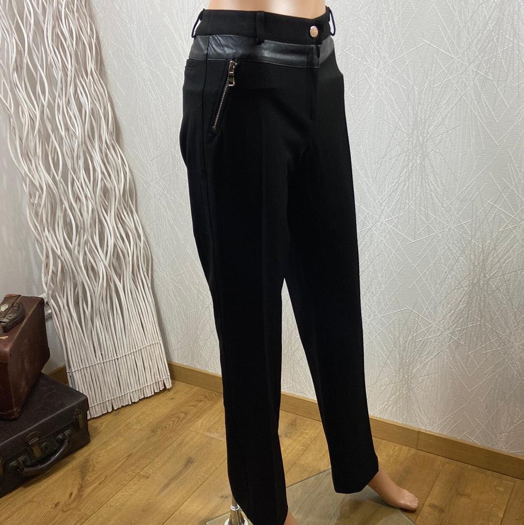 Pantalon habillé noir femme taille mi-haute coupe droite Absolu - Offre-Unique