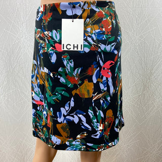 Jupe noire à motifs multicolores Taille mi-haute Ihkate Print Ichi