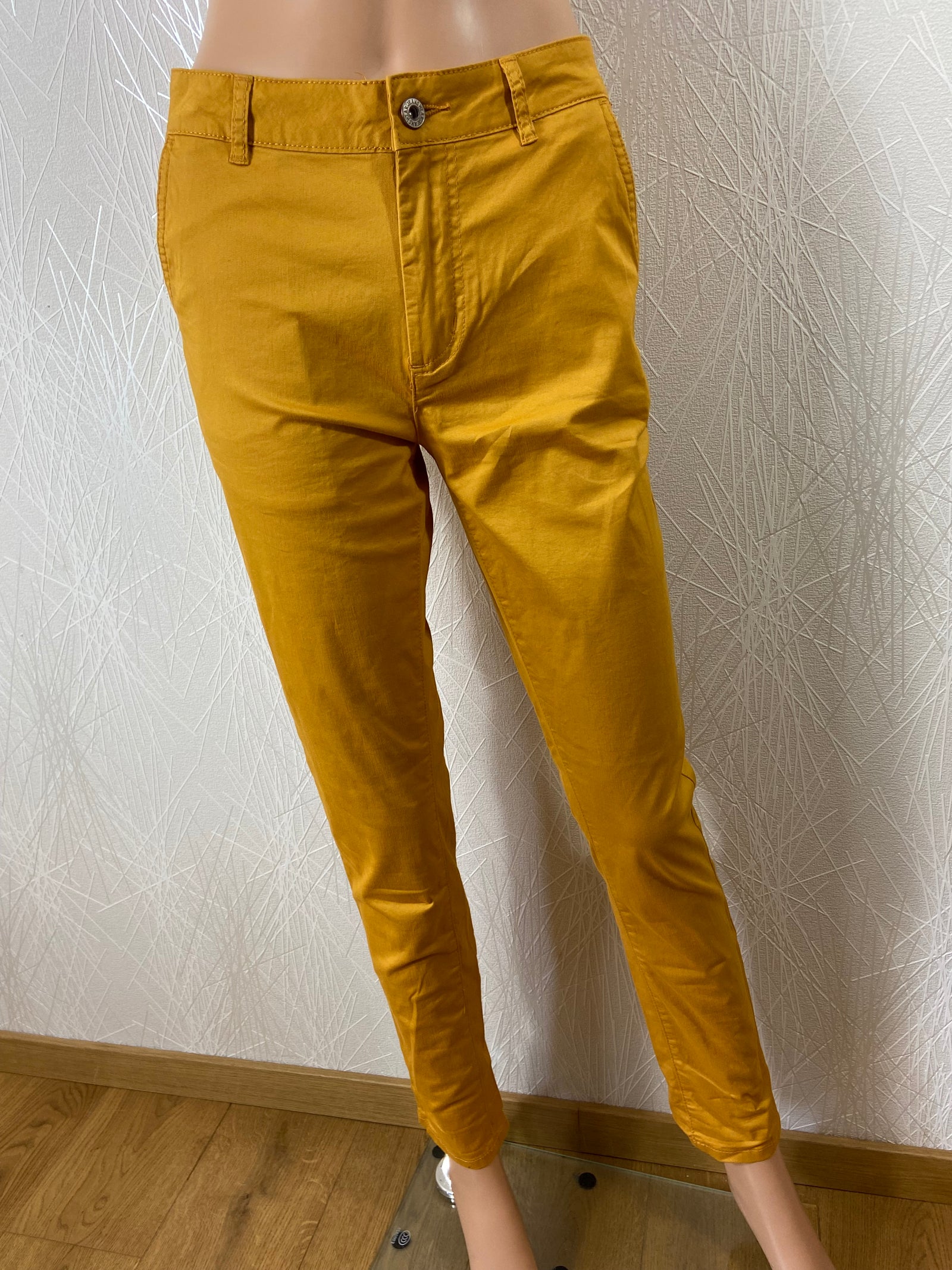 Pantalon femme léger skinny en coton taille mi-haute Sarah John