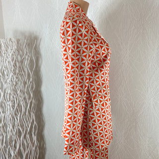 Veste blazer doublée motif orange style vintage 70's Surkana