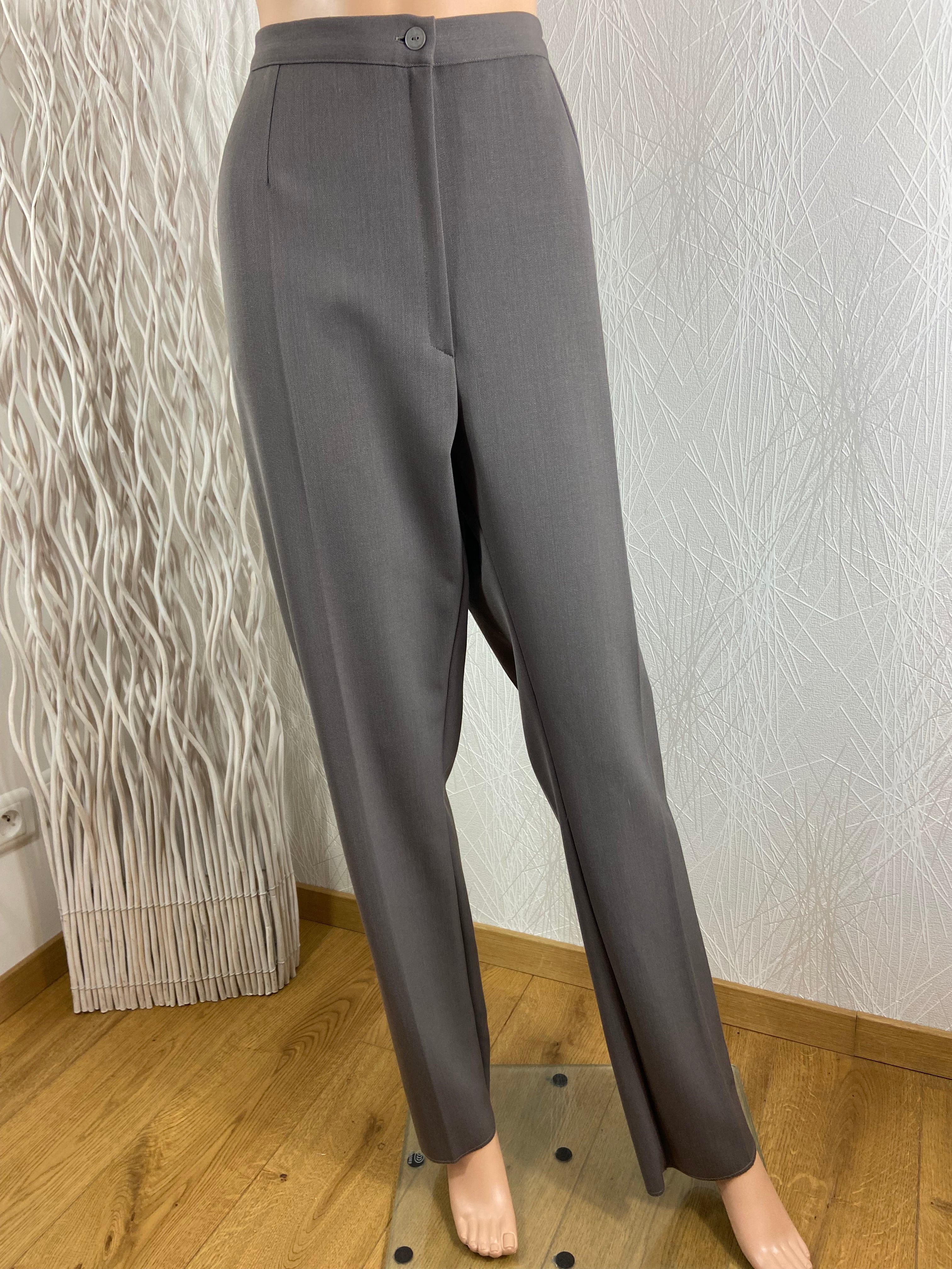 Pantalon habillé beige rosé chaud avec laine taille haute élastique Gévana