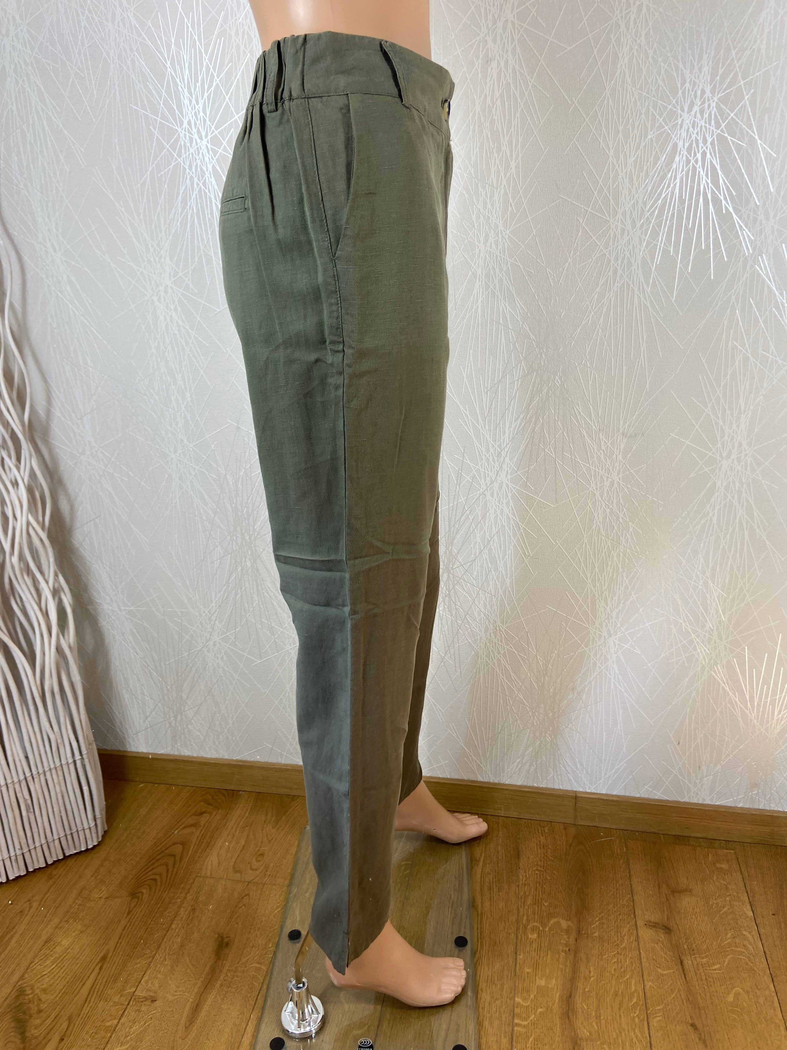 Pantalon en fibre naturelle kaki C’est Beau La Vie