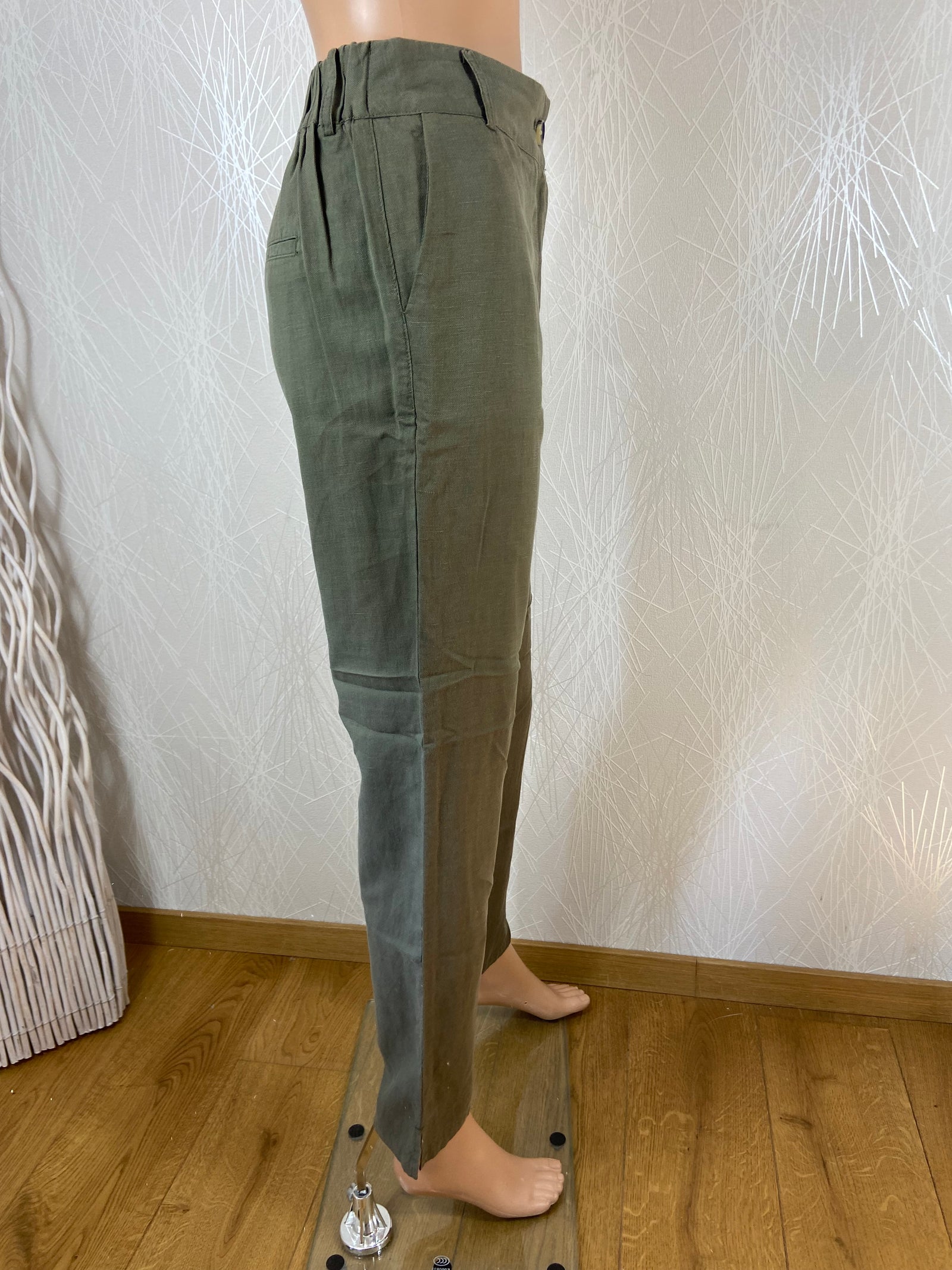 Pantalon en fibre naturelle kaki C’est Beau La Vie