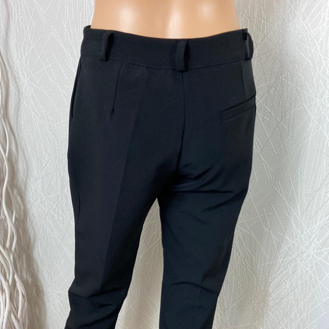 Pantalon noir habillé 7/8 taille haute coupe droite Studio Birkin - Offre-Unique