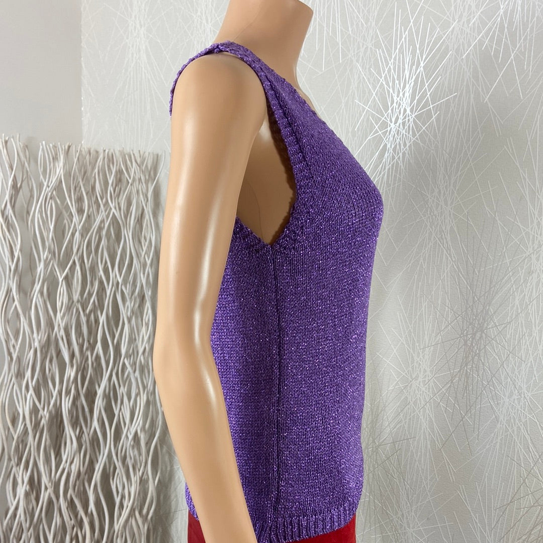 Pull violet sans manches poche Made In Italy