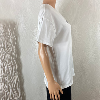 T-shirt femme manches courtes coton blanc motif arc-en-ciel Terra Di Siena