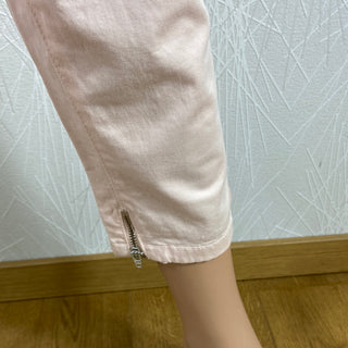Pantalon coton rose femme 7/8 taille haute coupe ajustée Bréal