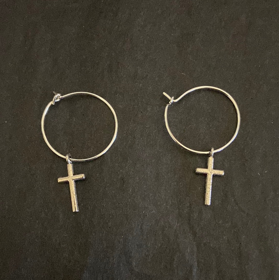 Ensemble boucles d’oreilles + bracelet avec croix Coralie Biolay