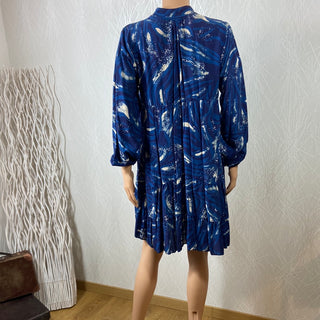 Robe courte bleue coupe ample manches longues Made In Italy
