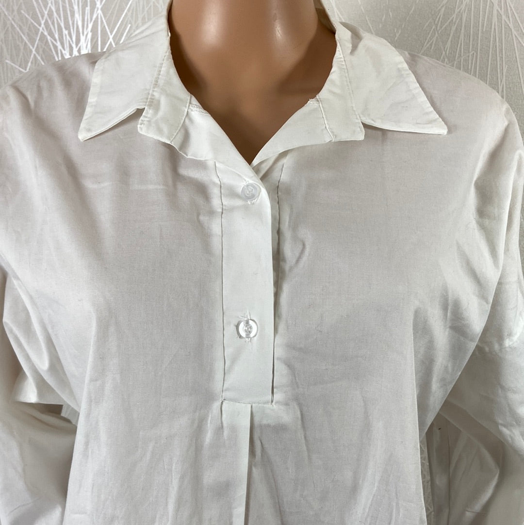 Blouse blanche col chemise coupe ample New Collection