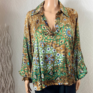 Blouse multicolore avec soie manches bishop Made In Italy