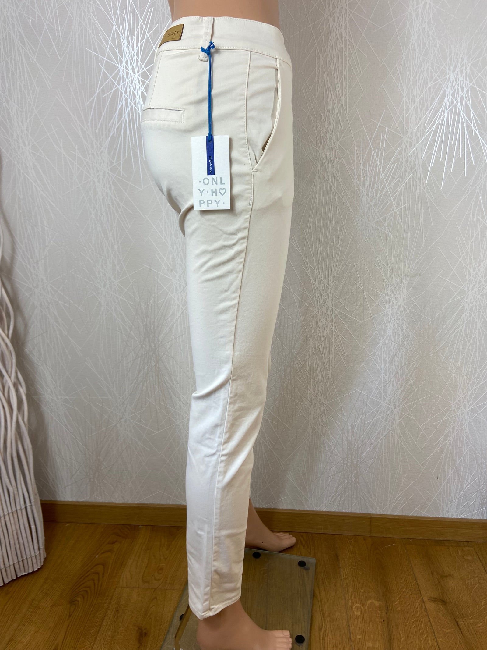 Pantalon coton slim blanc ivoire Happy