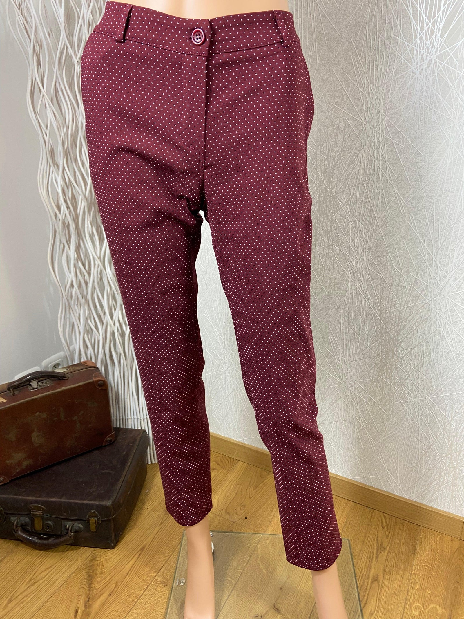 Pantalon stretch rouge bordeaux Made In Italy - Offre-Unique