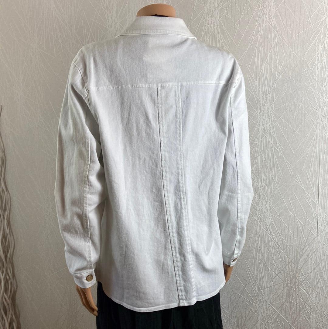 Veste blanche boutonnée en coton coupe ample Les Impatientes - Offre-Unique