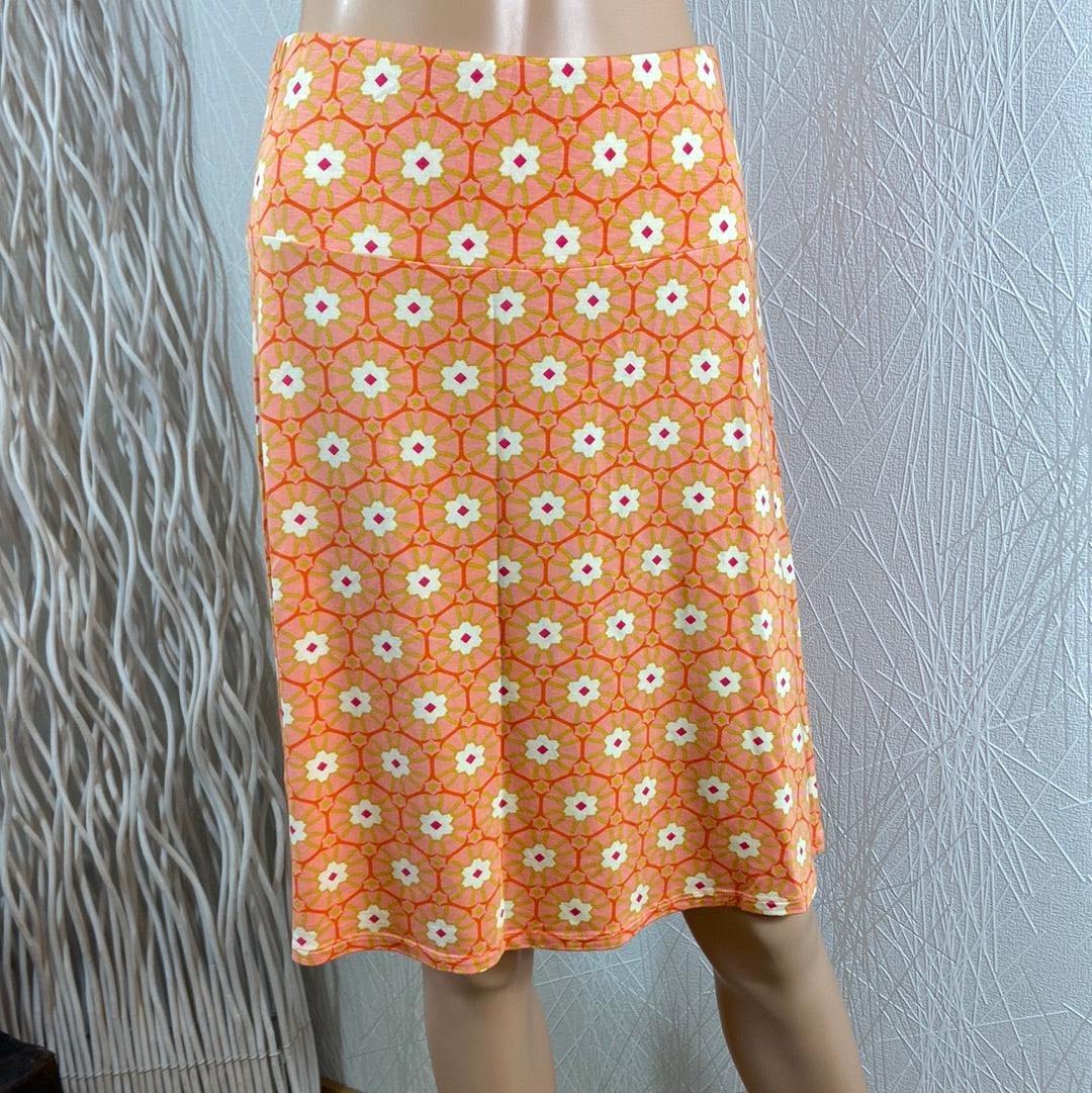 Jupe orange à motifs vintage taille haute élastique Surkana - Offre-Unique