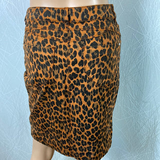 Jupe courte coton stretch motifs léopard taille haute Bréal