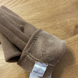 Gants brun chaud doublé pour femme avec index et pouces tactiles