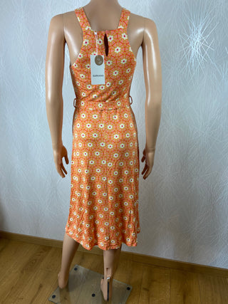 Robe sans manches orange style vinage 70's Surkana